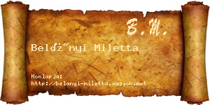 Belányi Miletta névjegykártya